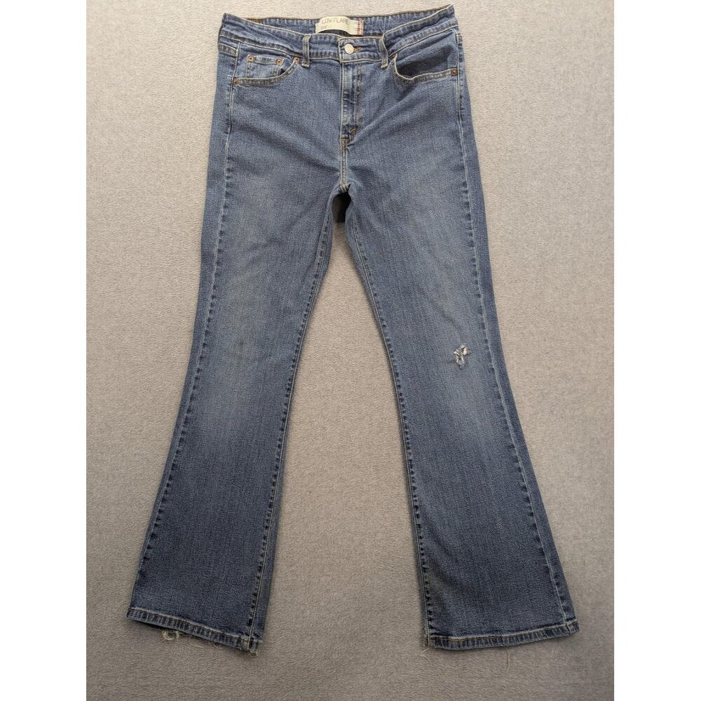 Levis 519 Jeans Womens 13 Medium Blue Low Flare Distressed Bootcut Denim Pants